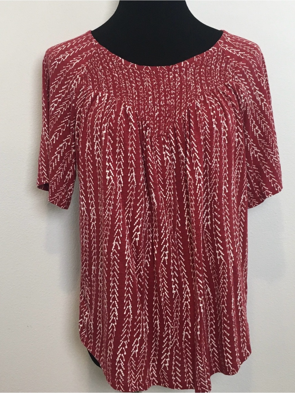 Lucky Brand | Brick Red Smocked Yoke Top